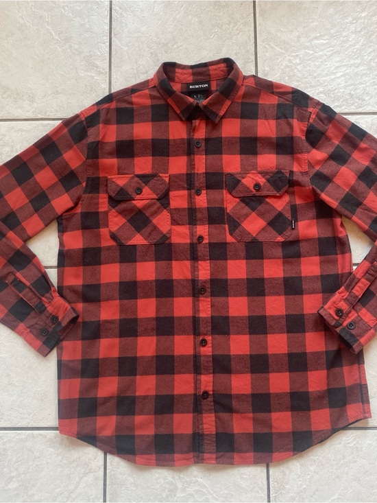 Burton Other - Burton Brighton HD Mens Flannel Shirt L Red Black Buffalo Plaid Organic Cotton